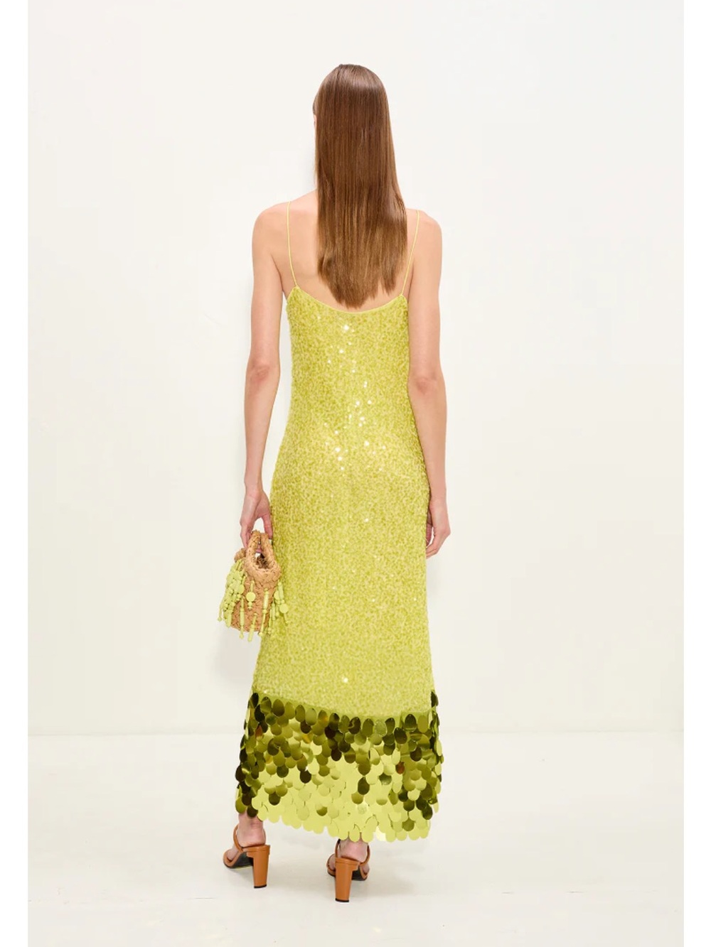 SIMON MILLER IMOGEN SEQUIN MIDI DRESS IN PERIDOT COMBO - Picture 7 of 14